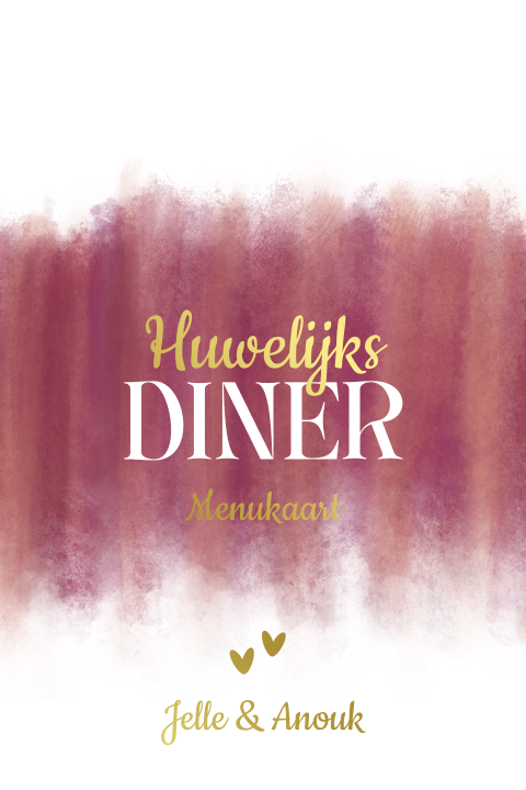 Menukaart huwelijksdiner love in Fire
