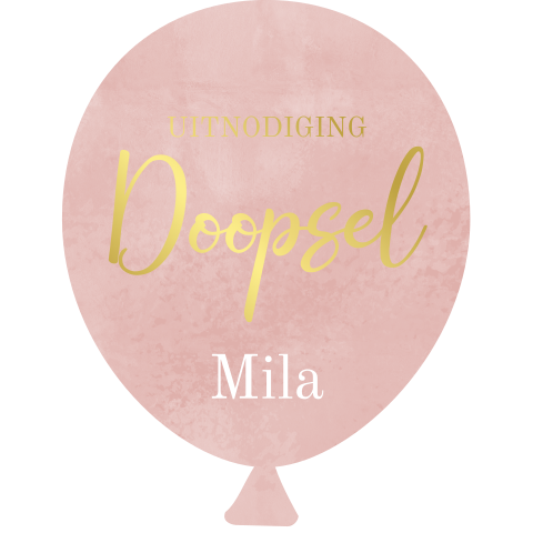 Bijzondere doopkaart meisje ballon en goudfolie