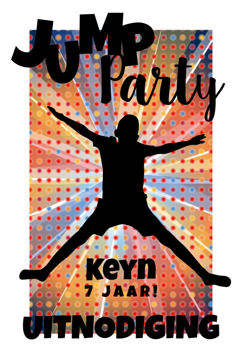 Uitnodiging kinderfeest jongen discostijl jump party