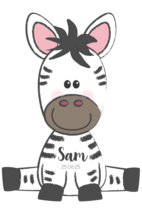 Bijzonder geboortekaartje jongen in de vorm van een zebra