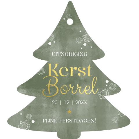 Unieke kerstkaart uitnodiging in kerstboomvorm