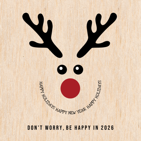 Zakelijke kerstkaart Rendier don't worry be happy in 2026