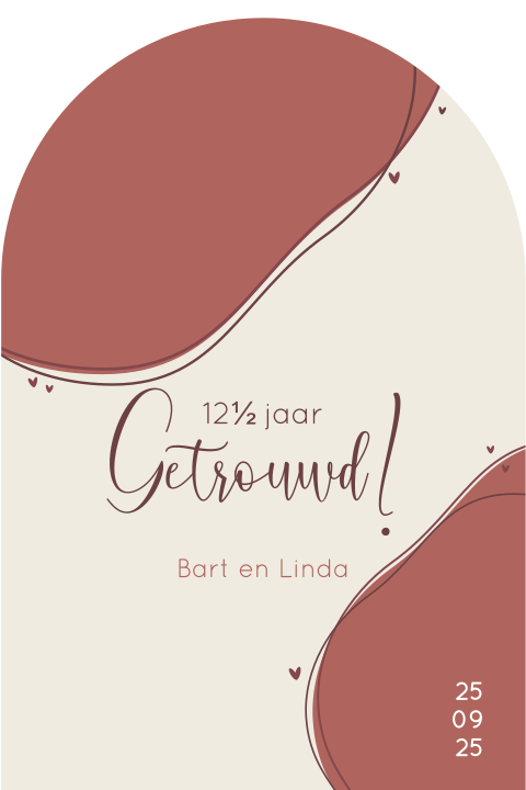 Jubileum uitnodiging met boogvorm met organische vormen en lijnen
