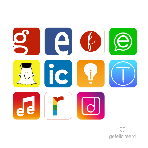 Hippe verjaardagskaart met app iconen