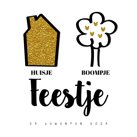 Trendy uitnodiging housewarming Huisje boompje feestje