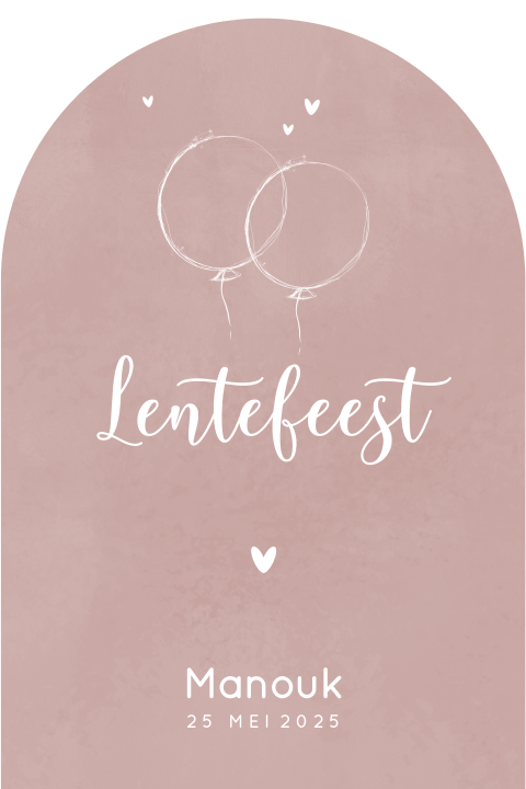 Lentefeest uitnodiging meisje boogvorm oudroze