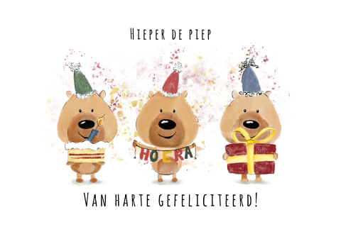 Verjaardagskaart vrolijke feestbeesten