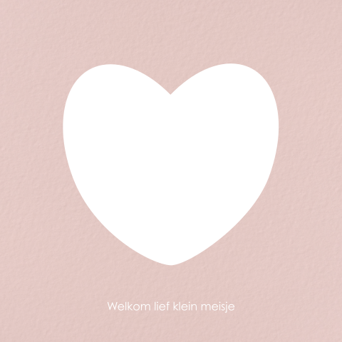 Geboortekaartje meisje roze met doorkijk luikje hartje