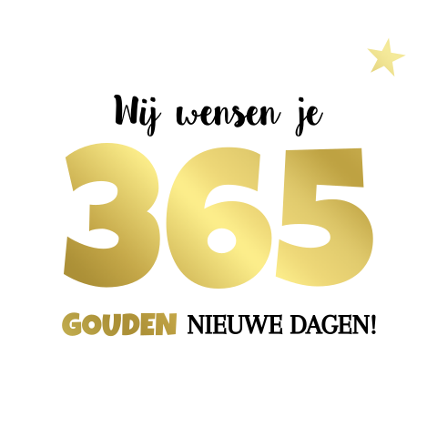 Zakelijke kerstkaart modern 365 gouden dagen met goudfolie