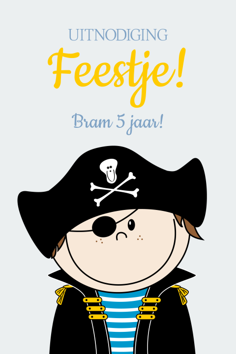 Ahoi piratenvriendjes! Uitnodiging kinderfeestje met piraatje