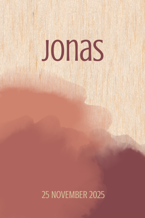 HOUT Geboortekaart stijlvol waterverf Jonas