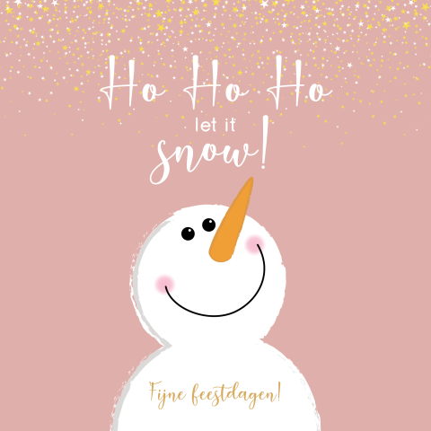 Kerstwenskaart met schattige sneeuwpop en vele sterretjes