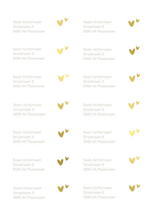 Adressticker met twee goudfolie hartjes