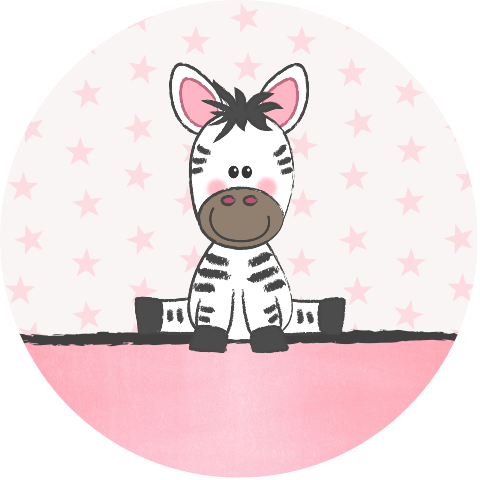 Behangcirkel roze zebra en sterren Ø 100 cm
