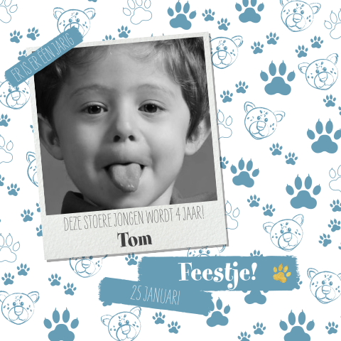 Coole uitnodiging jongen met panter sjabloon en foto