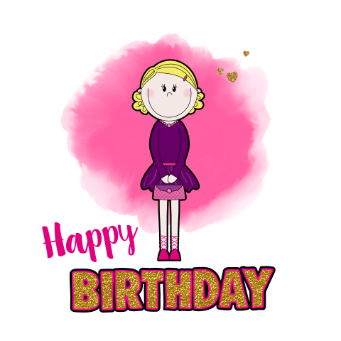 Verjaardagskaart tiener meisje waterverf en hartjes