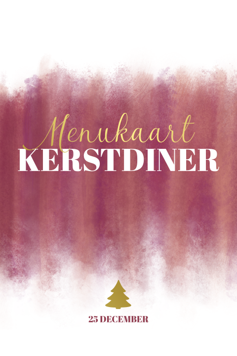 Stijlvolle moderne kerst menukaart roze en bruintinten en goudfolie