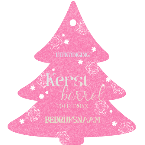 Zakelijke Kerstkaart Kerstboom Vorm – Trendy Roze Holografische Folie
