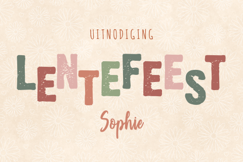Lentefeest uitnodiging meisje met gekleurde letters