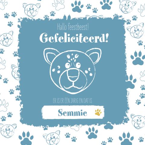 Coole verjaardagskaart voor jongens met panter sjabloon