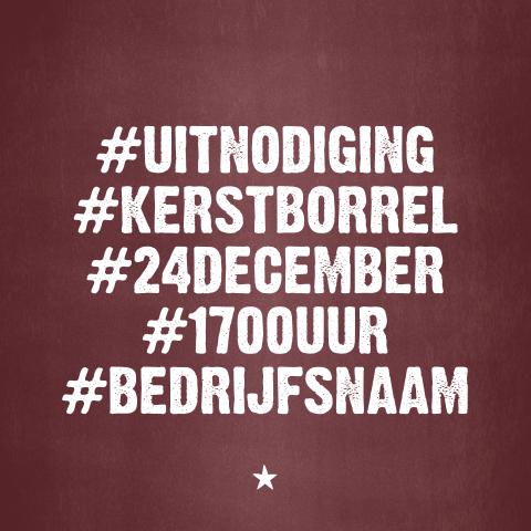 Zakelijke kerstkaart uitnodiging kerstborrel met hashtags