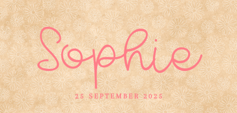 Hippe geboortekaart meisje kraft-look bloemenprint Sophie