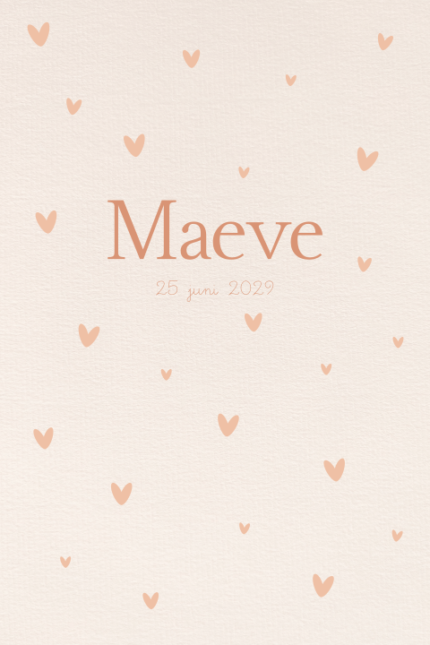 Lief geboortekaartje meisje met hartjes – Maeve