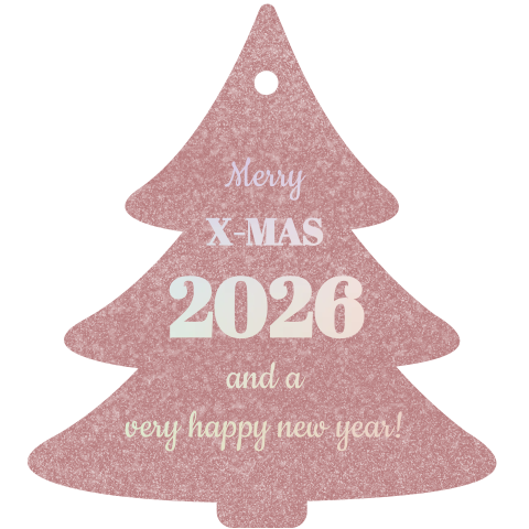 Originele roze kerstboom kerstkaart - 2026 holografische folie