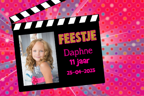 Vrolijke meiden uitnodiging disco stijl met een eigen foto