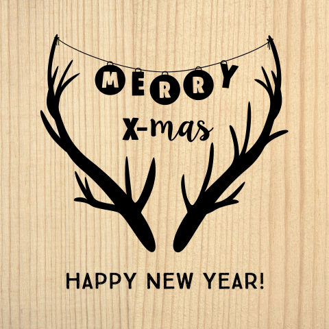 Zakelijke kerstkaart hout gewei en kerstballen