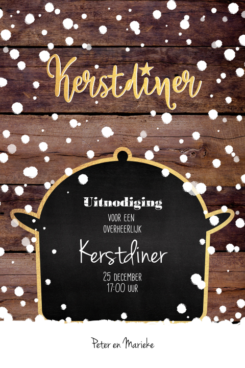 Sfeervolle winterse uitnodiging kerstdiner hout