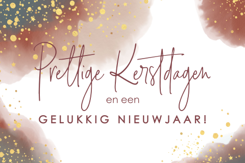 Kerstkaart stijlvol en feestelijke waterverf goud spetters