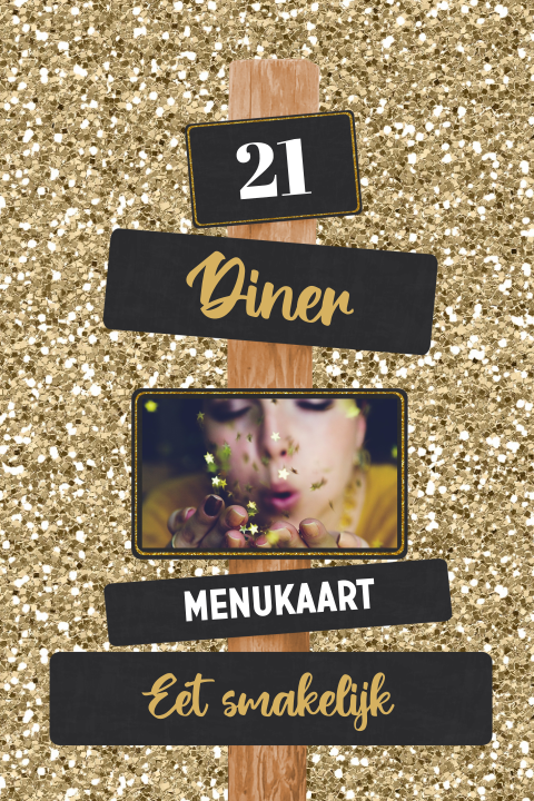 Menukaart 21-diner glitter en glamour wegwijzer