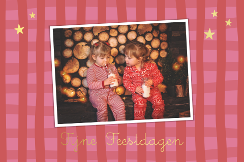 Trendy Kerstkaart met colorblock design en eigen Foto