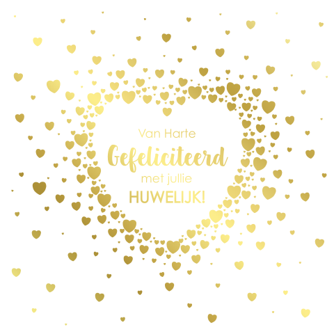 Stijlvolle felicitatie huwelijk goudfolie hartjes