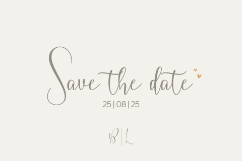 Minimalistische Save the Date kaart met warme details met foliedruk