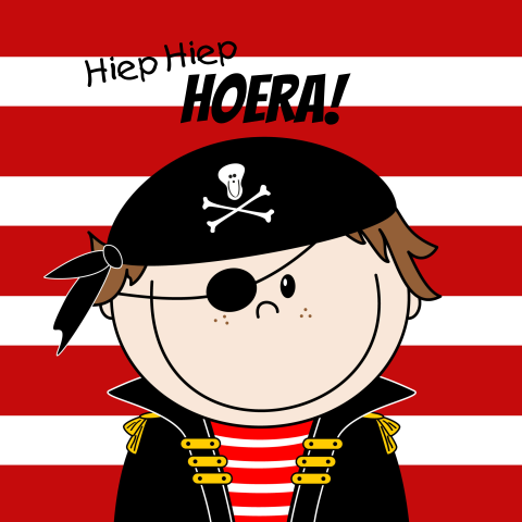 Verjaardagskaart met een vrolijke piraat
