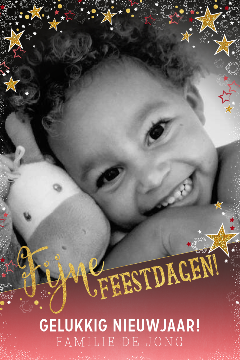 Feestelijke foto kerstkaart fotokader met sterren en sneeuw