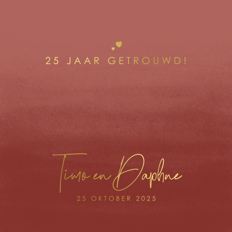 Stijlvol en trendy jubileumkaart roestbruin met goudfolie