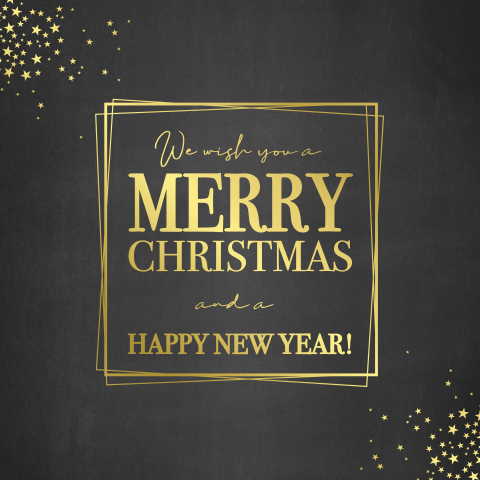 Zakelijke kerstkaart modern krijtbord goudfolie