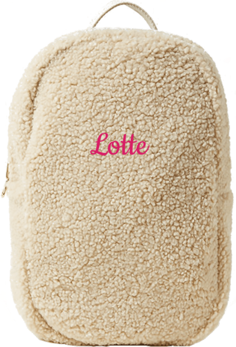 Teddy rugzak met naam – beige