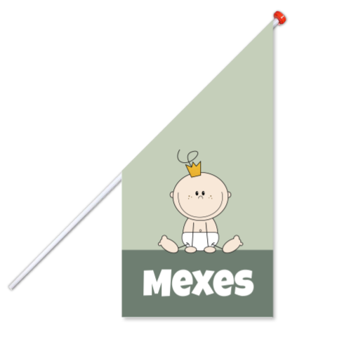 Geboortevlag met naam en grappig baby jongetje