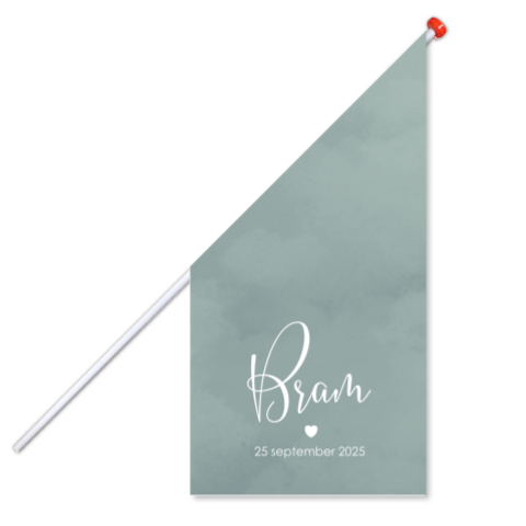 Geboortevlag jongen met naam en een hartje