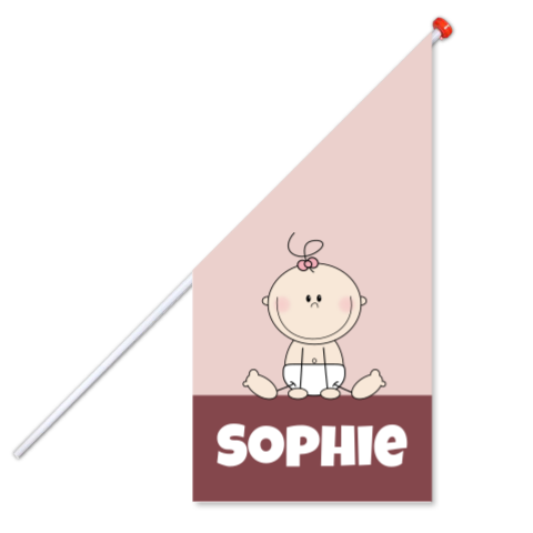 Geboortevlag met naam en grappig babymeisje
