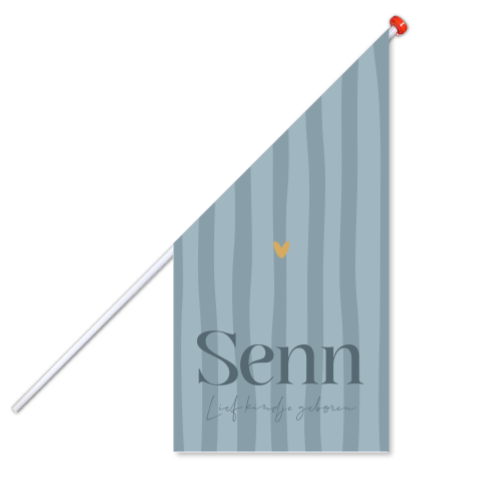 Geboortevlag jongen met blauwe strepen en hartje