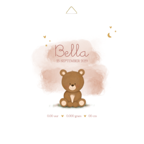 Geboortetegel meisje met beertje en aquarel – Bella