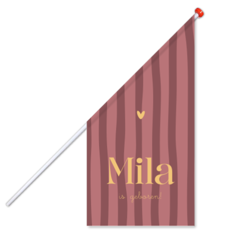 Geboortevlag meisje met roze strepen - Mila