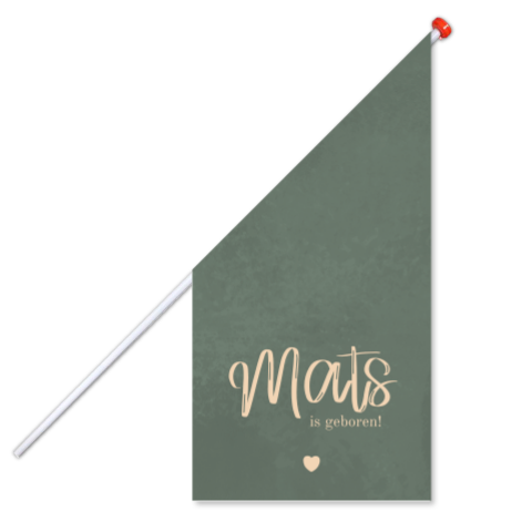 Stijlvolle geboortevlag jongen met naam en hartje