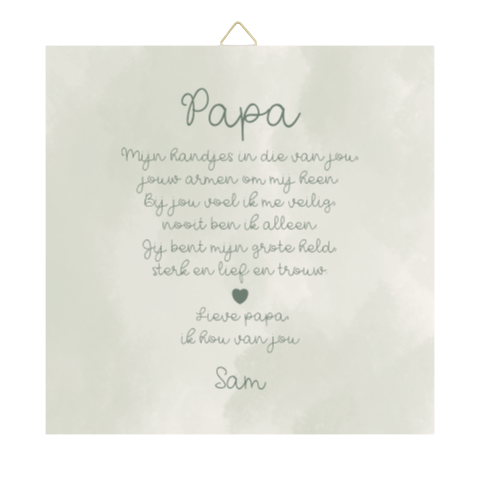 Tegeltje voor papa met lief gedichtje voor vaderdag