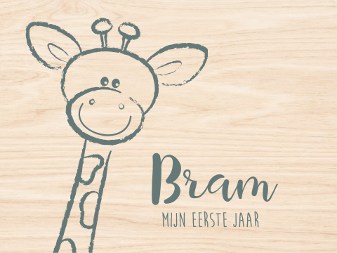 Luxe houten memory box met vrolijk girafje